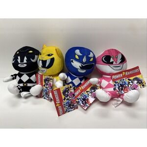 Saban's Power Rangers Plush Bundle Lot 4 Yellow Blue Black Pink Doll Figure Toy